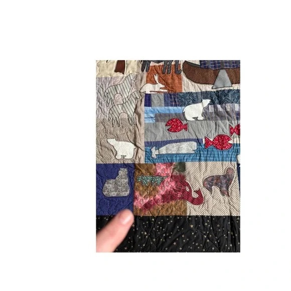 Handmade Noahs Ark Patchwork Applique Quilt Wall Hanging Nursery Decor 62 x 56 - Picture 6 of 8